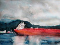 Lastfartyg  Till salu 1800 kr, 32x42, svart ram